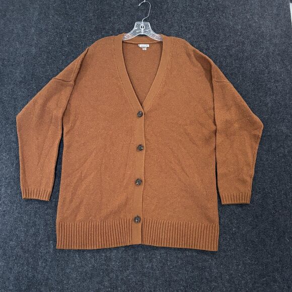 Smartwool Cozy Lodge Boyfriend Cardigan Sweater Women's Large Brown Merino Wool - Picture 1 of 9